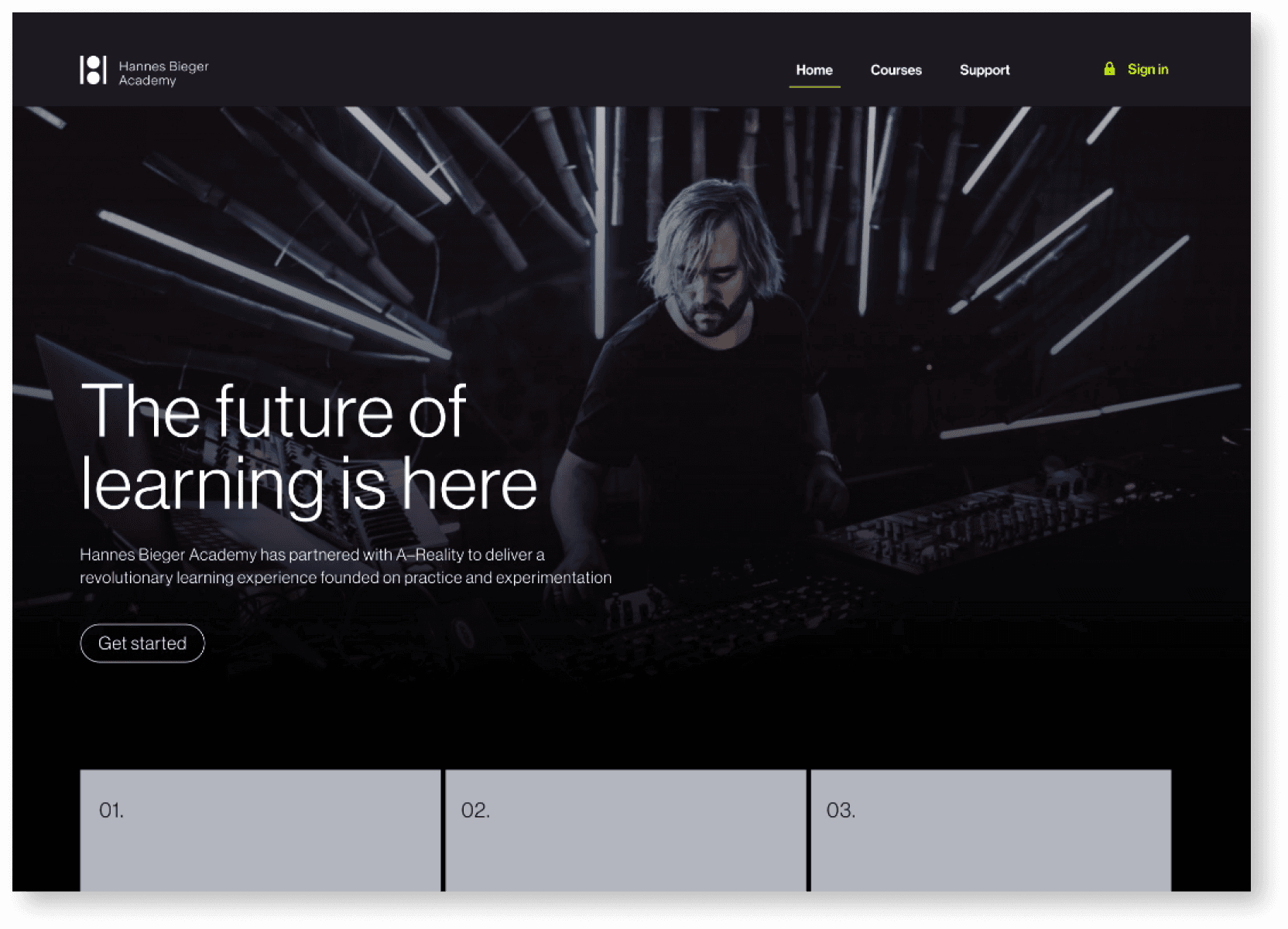A-Reality Marketing Site Screen