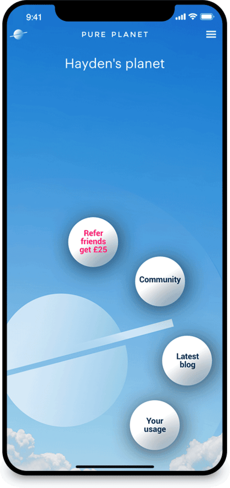 Pure Planet App Screen